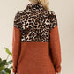 Celeste Full Size Curved Hem Leopard Turtleneck Long Sleeve Blouse