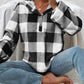 Plaid Half Button Long Sleeve Hoodie