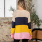 Sew In Love Full Size Color Block Exposed Seam Sweater