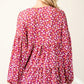 Celeste Full Size Floral V-Neck Balloon Sleeve Blouse