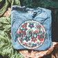 Retro Floral State Tee - Blue Jean