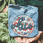 Retro Floral State Tee - Blue Jean