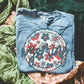 Retro Floral State Tee - Blue Jean