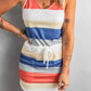 Striped Drawstring Waist Tie-Shoulder Mini Dress