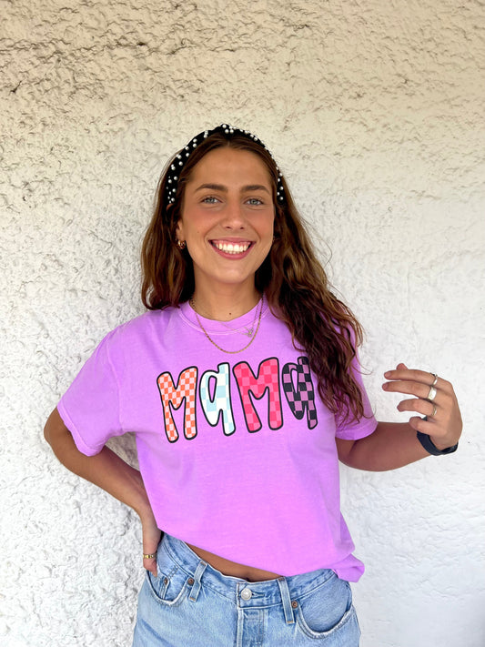 Colorful Checkered Mama Tee