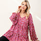 Celeste Full Size Floral V-Neck Balloon Sleeve Blouse