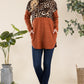 Celeste Full Size Curved Hem Leopard Turtleneck Long Sleeve Blouse