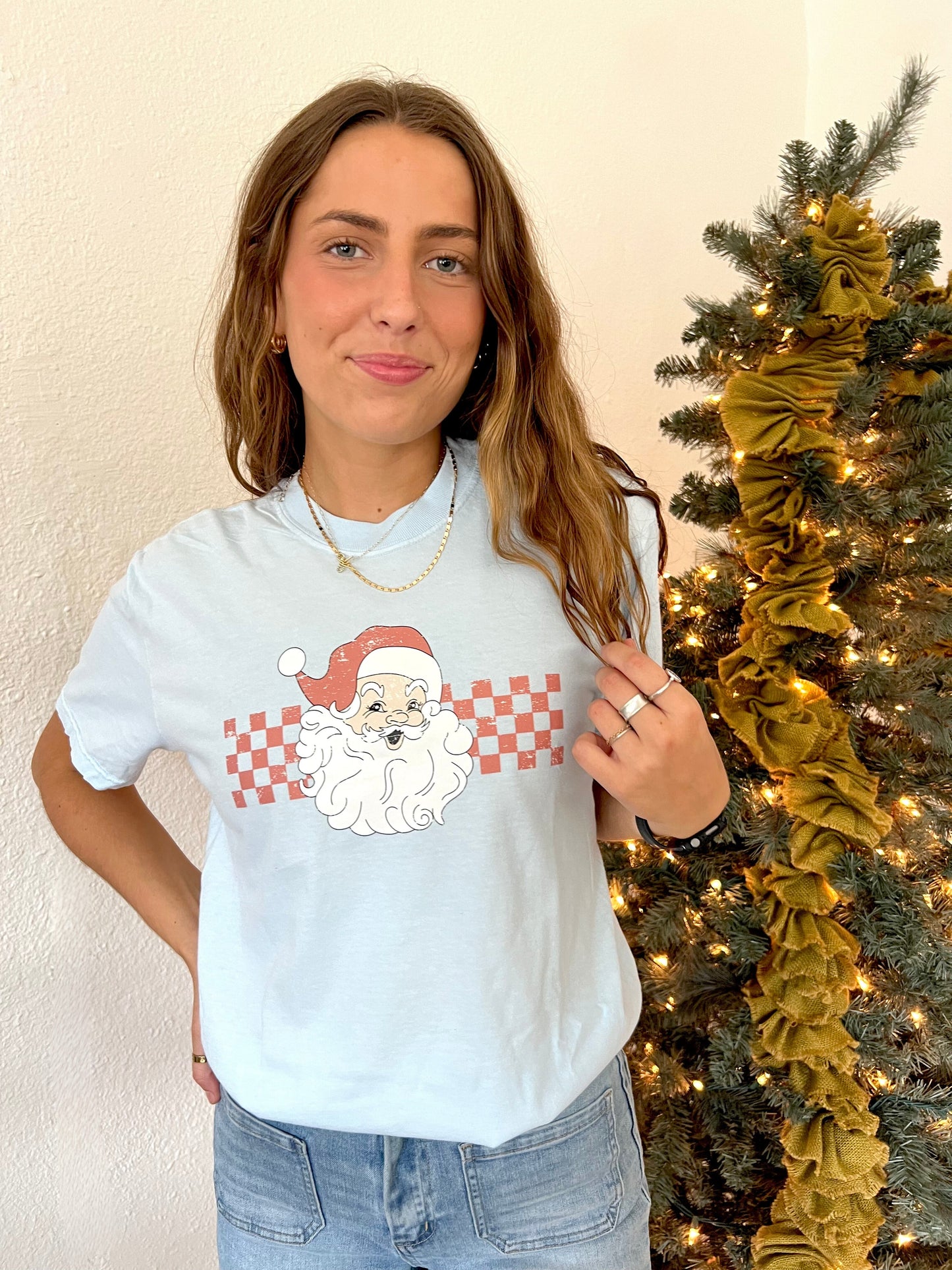 Checkered Santa Tee