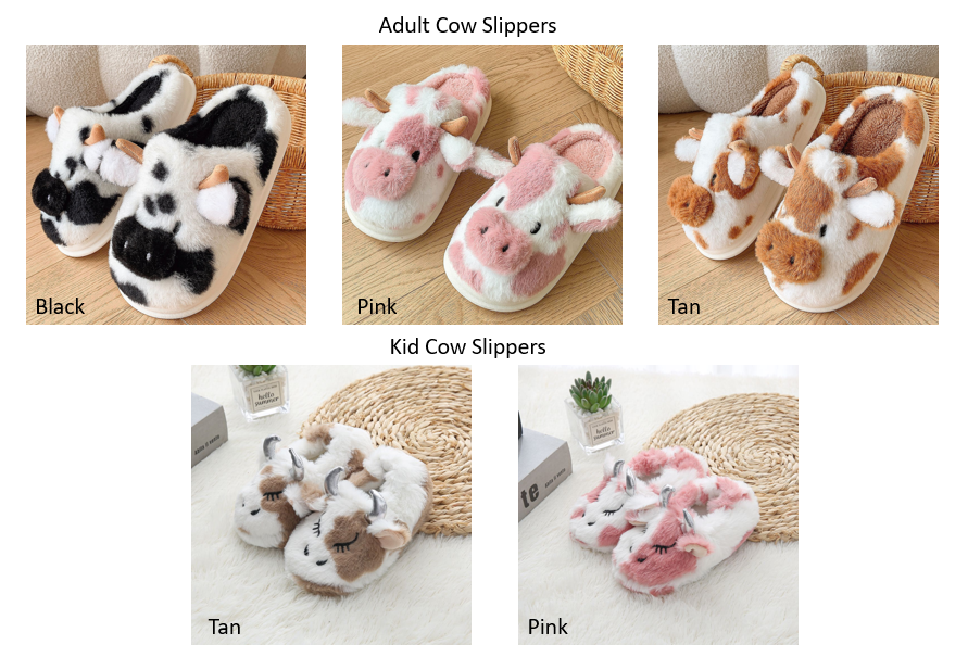 PREORDER: Cow Slippers- Adult and Kids 9.23.24