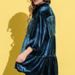 And The Why Fringe Detailed Velvet Shirt Dress