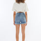 Kancan High Rise Frayed Hem Denim Shorts