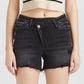 BAYEAS Stepped Waist Raw Hem Denim Shorts