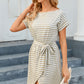 Tied Striped Cap Sleeve Dress