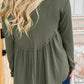 Plus Size Peplum Round Neck Long Sleeve Blouse