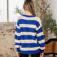 Sew In Love Full Size Contrast Striped Round Neck Sweater