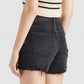 BAYEAS Stepped Waist Raw Hem Denim Shorts