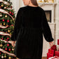 Plus Size Lace Detail V-Neck Long Sleeve Mini Dress