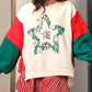 Color Block Star Side Slit Lantern Sleeve Sweatshirt