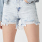 RISEN Raw Hem Distressed High Rise Denim Shorts