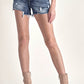 RISEN Mid Rise Raw Hem Denim Shorts