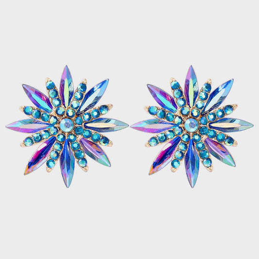 Flower Shape Rhinestone Alloy Stud Earrings