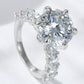 3-Carat Moissanite Platinum-Plated Side Stone Ring