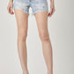 RISEN Star Print Frayed Denim Shorts