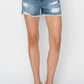 RISEN Stepped Waist Frayed Denim Shorts