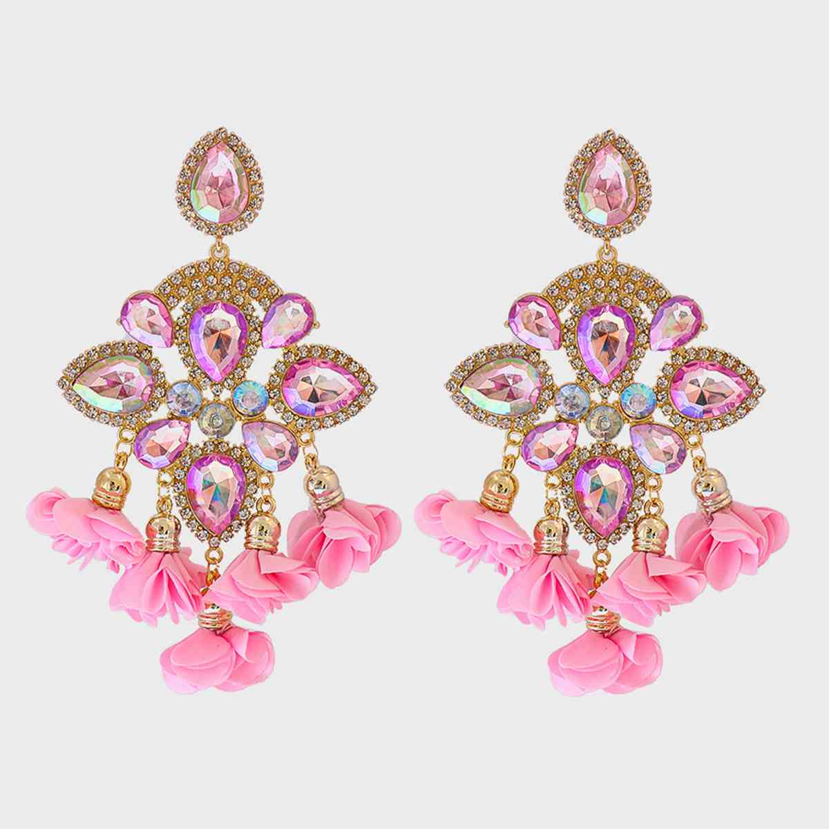 Flower Shape Rhinestone Alloy Dangle Earrings