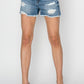 RISEN Stepped Waist Frayed Denim Shorts