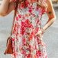 Ruffled Printed Mock Neck Dress