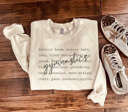 PREORDER: Gymnastics Words Sweatshirt in Two Colors